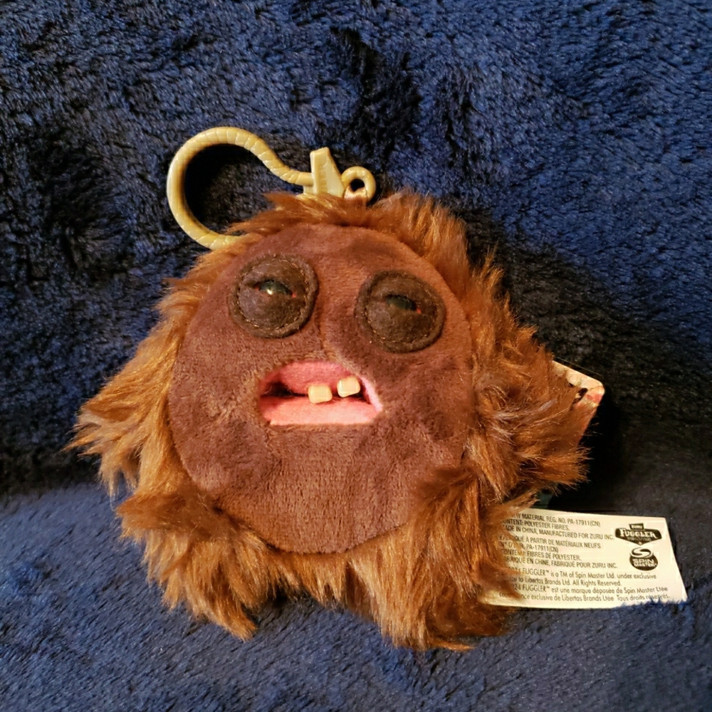 RARE Catch Me Chase Variant *Pink Button* Fuggler Brown Furry Keychain with Clip